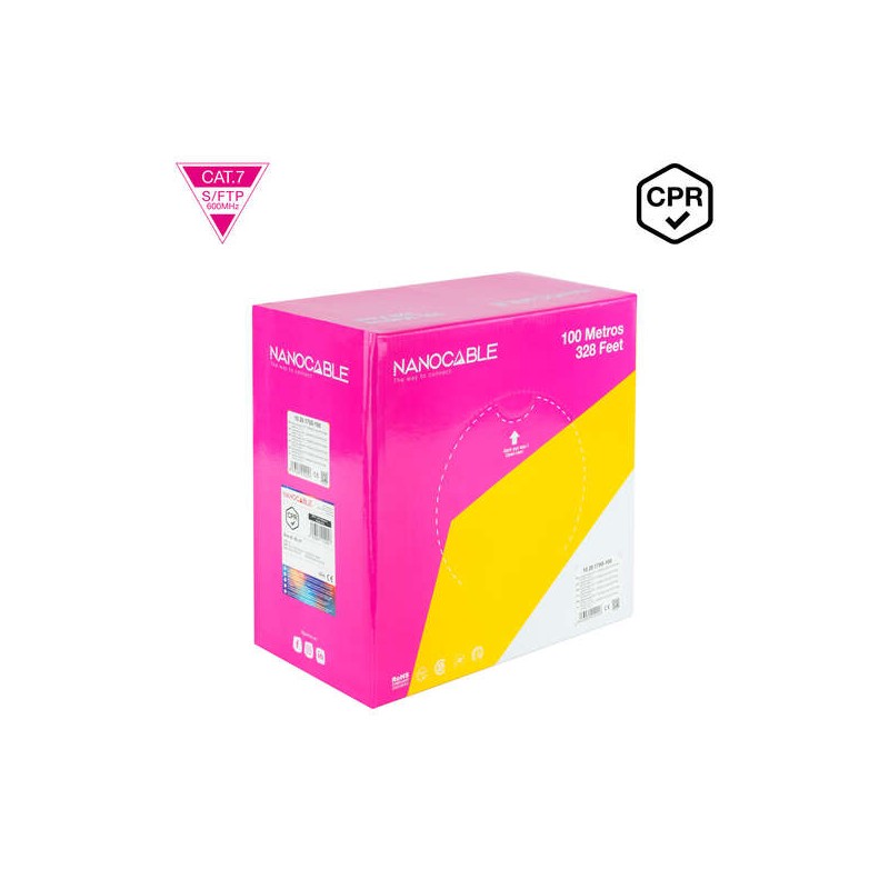Cavo di rete Nanocable  Cat. 7 600 Mhz LSZH SFTP PIMF AWG23 100 m - Colore arancione