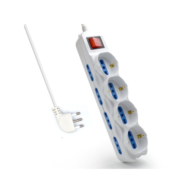 Striscia elettrica Ewent con 12 prese - 8 prese L + 4 prese L/F (Schuko) - Interruttore di alimentazione - Protezione ba