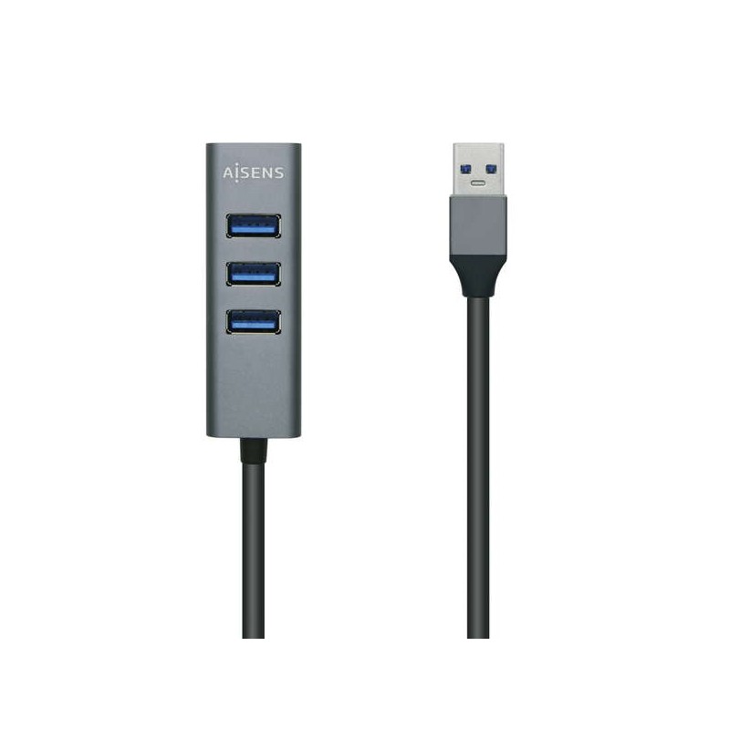 Hub USB 3.0 Aisens in alluminio - Tipo A maschio a 4xTipo A femmina - 10 cm
