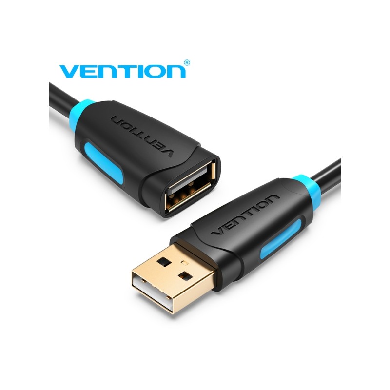 Cavo di prolunga USB 2.0 di Vention - Contatti placcati oro - Trasmissione 0.48 Gbps - Isolamento in PVC - Colore nero