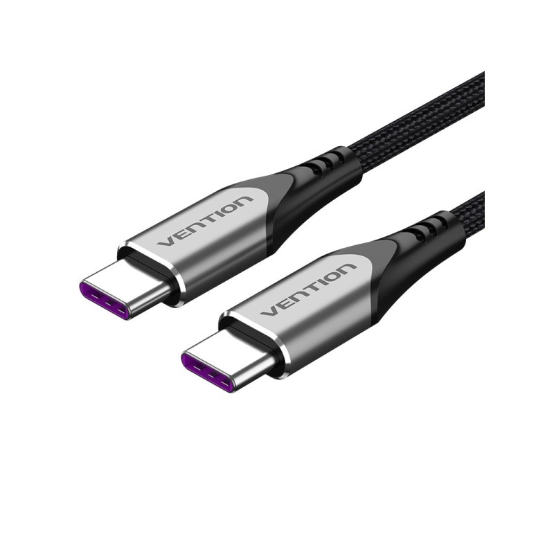 Vention Cavo da USB-C 2.0 a USB-C 2.0 5A 100W - 1.5 m - Intrecciato - Grigio - Colore: Grigio