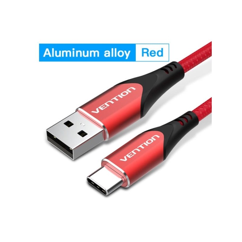 Vention Cavo da USB-C 2.0 a USB-A 3A 60W - 1 m - Intrecciato - Rosso - Cavo da USB-C 2.0 a USB-A 3A 60W - 1 m - Intrecci