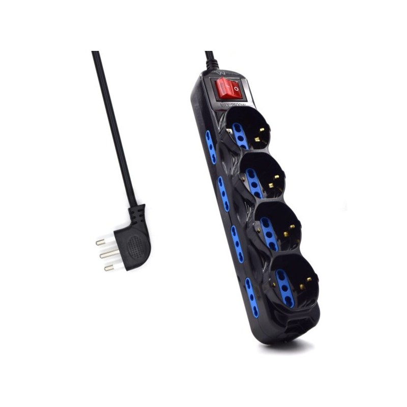 Striscia elettrica Ewent con 12 prese - 8 prese L + 4 prese L/F (Schuko) - Interruttore On/Off - Sicurezza bambini - Pre