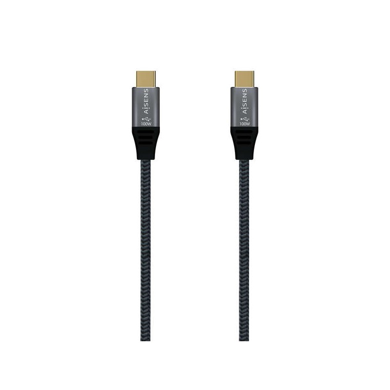 Aisens Cavo USB 3.2 GEN2x2 Alluminio 20GBPS 5A 100W E-MARK - TIPOUSB-C/M-USB-C/M - 2.0M - Colore Grigio