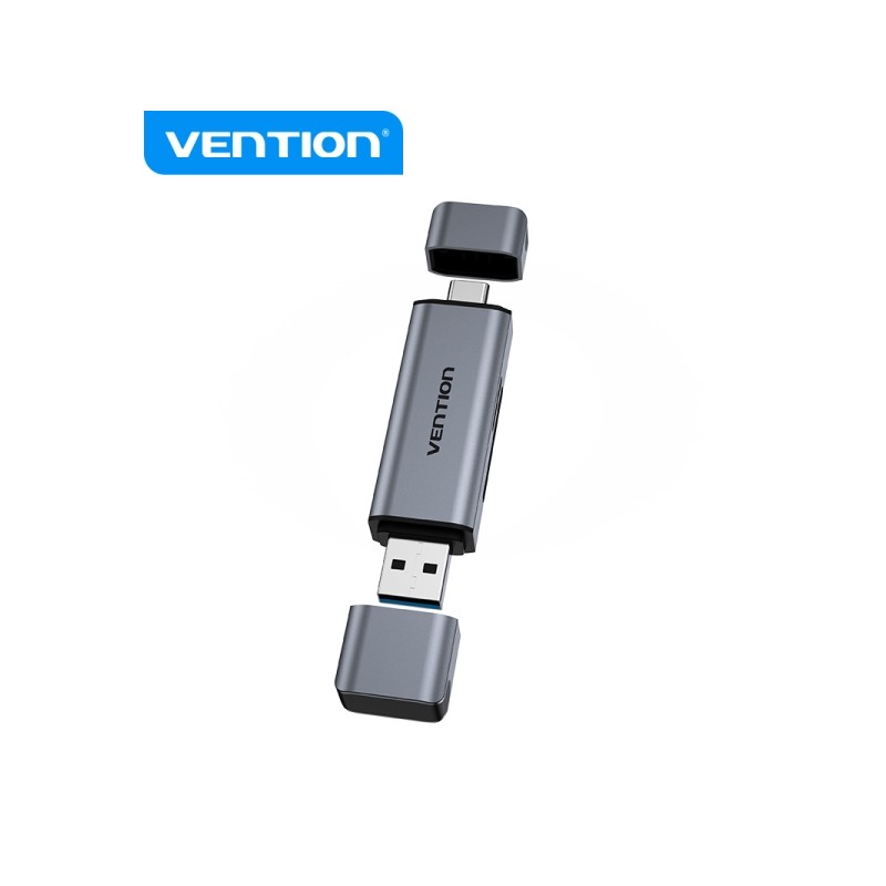 Lettore di schede Vention 2-in-1 USB 3.0 A+C - Alluminio metallizzato - Supporta SD/TF - Capacità 512GB - Doppia lettur