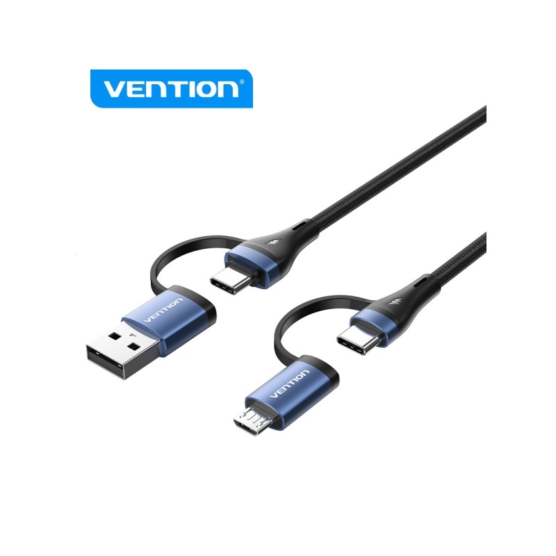 Cavo USB-C 4 in 1 di Vention - Carica rapida 100W - Trasferimento 480 Mbps - Chip E-Marker - Struttura intrecciata resis