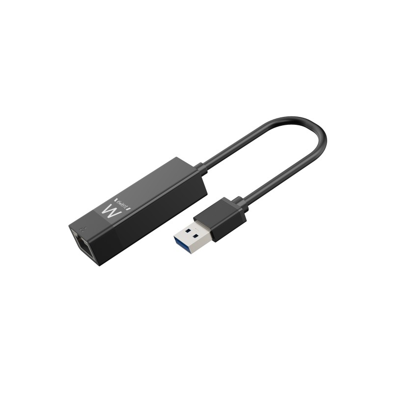 Convertitore adattatore di rete Ewent da RJ45 a USB-A - Gigabit 10/100/1000Mbps - Cavo da 15 cm - Supporto WOL - Colore 