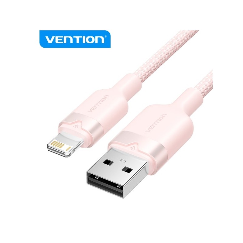 Vention Cavo di ricarica USB-A/Lightning - Alluminio e cotone intrecciato - 480Mbps - 2.4A - 2m - Rosa
