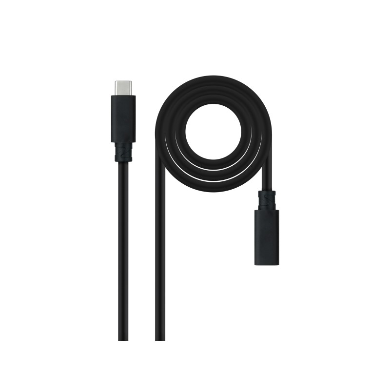 Cavo di prolunga Nanocable da USB-C 3.2 maschio a USB-C 3.2 femmina - Gen2x2 20Gbp - 100W 5A - 4K 60Hz - 0.5 metri - Ner