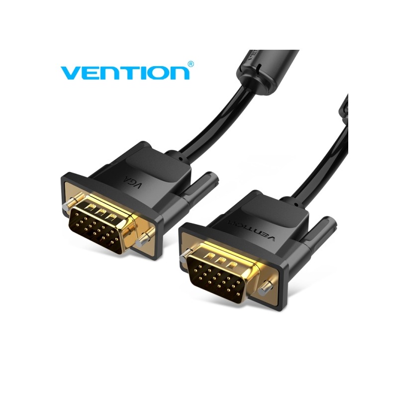 Vention Cavo VGA (3+9) - Alta definizione 1080P - Schermato EMI - Connettori placcati oro - Colore nero
