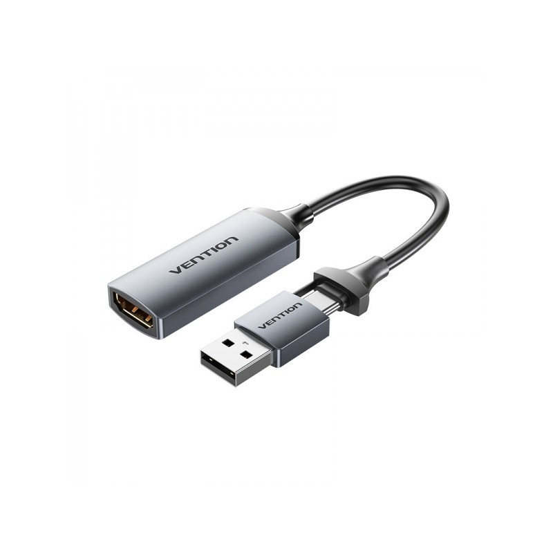 Vention HDMI femmina a USB maschio e USB Tipo-C maschio 4K 60Hz - 10 cm - Nero - Colore nero