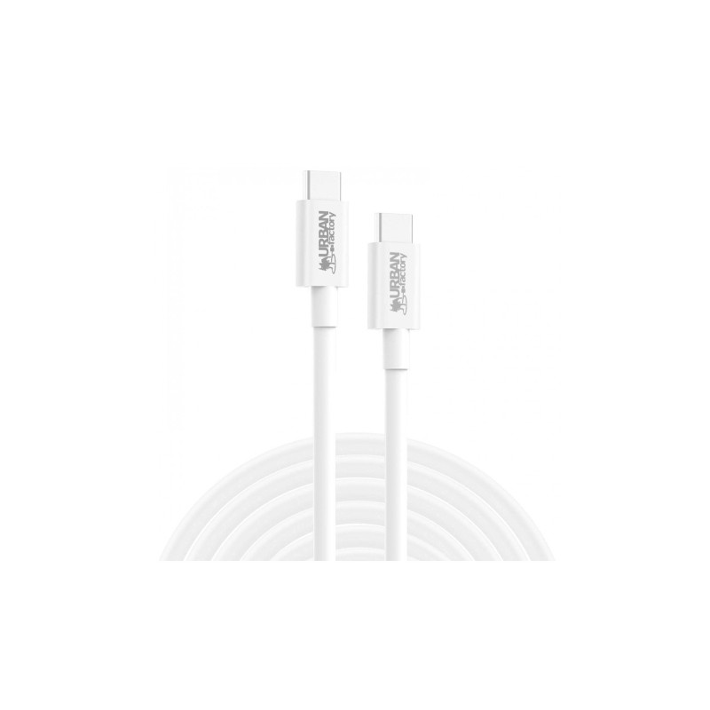 Urban Factory Cavo da USB-C maschio a USB-C maschio - 2m - 65W - 480Mbps - Bianco - Cavo da USB-C maschio a USB-C maschi