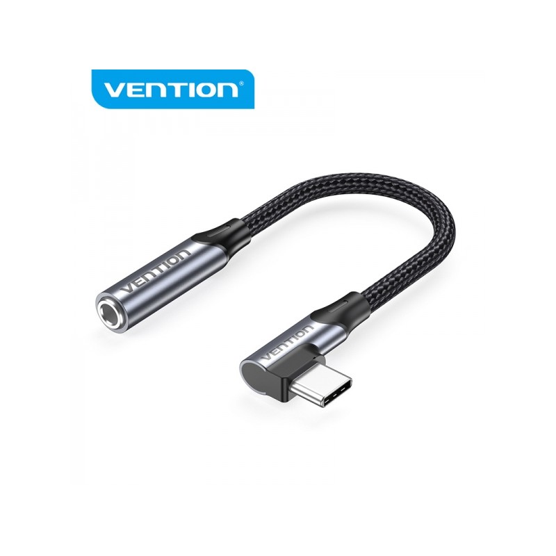 Adattatore USB-C maschio a 3.5 mm femmina ad angolo retto di Vention - 0.1 m - Grigio alluminio