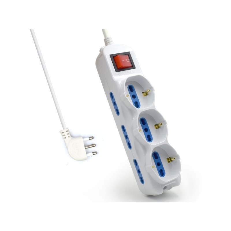 Ewent Striscia di alimentazione con 9 prese - 6 prese L + 3 prese L/F (Schuko) - Interruttore On/Off - Protezione da sov