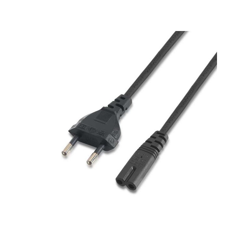 Cavo di alimentazione Aisens Form 8 - CEE7/16/M-C7/H - 1.5 m - 100% rame puro AWG18 - Colore nero