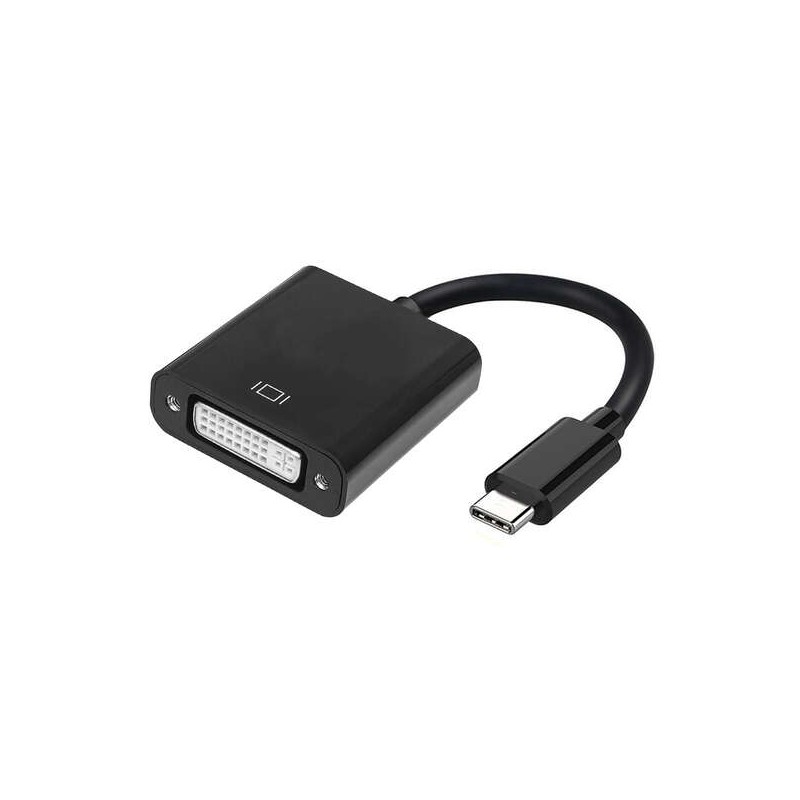 Convertitore Aisens da USB-C a DVI-I - USB-C/M-DVI 24+5/H - 15 cm - Nero