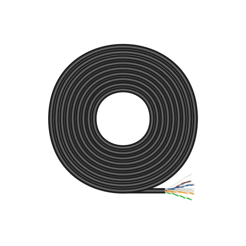Cavo di rete esterno impermeabile Aisens RJ45 Cat.6 Utp rigido Cca Awg23 - 100 m - Colore nero