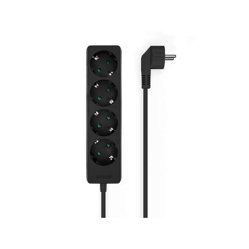 Aisens Multipresa Multipresa a 4 Uscite senza Interruttore con Cavo 3×1.5mm2 - 1.4m - Colore Nero