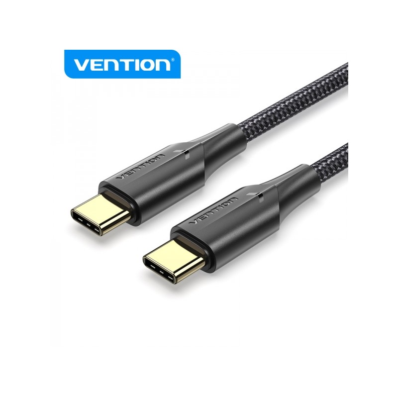 Vention Cavo da USB-C maschio a USB-C maschio 3A 60W LED - 3 m in cotone intrecciato nero