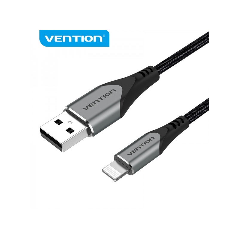 Vention Cavo da USB-A a Lightning - 2 m - 2.4 A - 15 W - 480 Mbps - MFI - Colore grigio