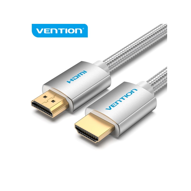 Vention Cavo HDMI 2.0 - Intreccio tessile - Contatti placcati oro - Supporto 4K. HDR. 3D - Schermato - Colore argento
