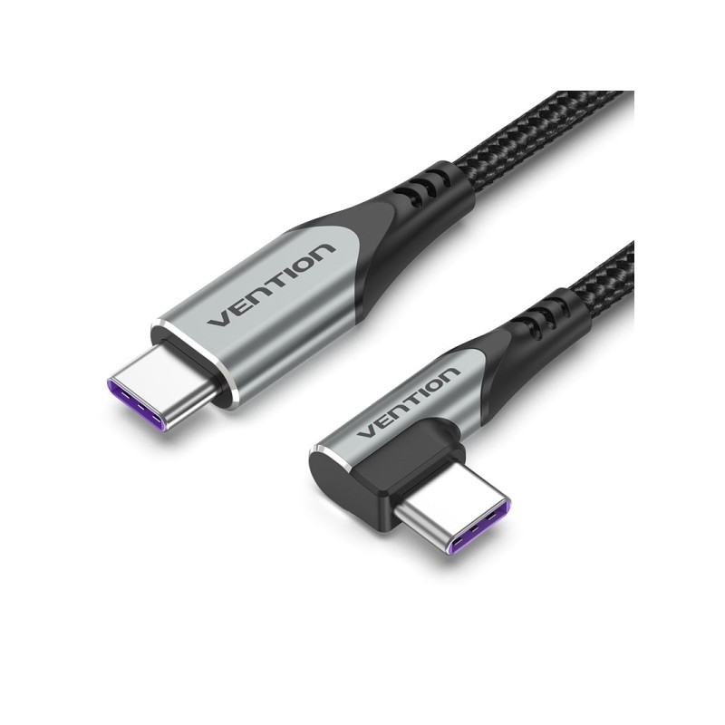 Vention Cavo da USB-C 2.0 a USB-C 2.0 5A 100W - 0.5m - intrecciato - angolato - Grigio - Cavo da USB-C 2.0 a USB-C 2.0 5