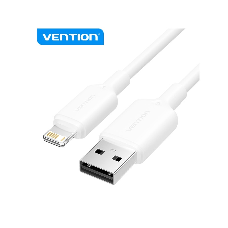 Cavo USB 2.0 Lightning di Vention - Trasmissione 480Mbps - Uscita 2.4A - Conduttore in bronzo incamiciato - Colore bianc