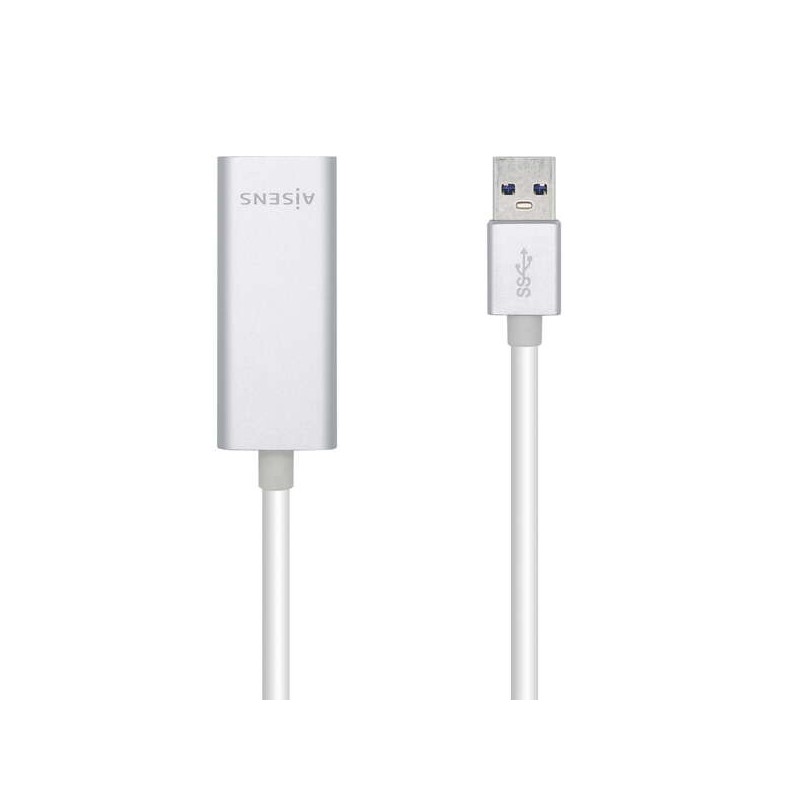 Convertitore Aisens USB 3.0 a Gigabit Ethernet 10/100/1000 Mbps - 15 cm - Colore Argento
