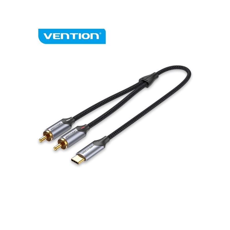 Vention Cavo da USB-C a 2 RCA - Cancellazione del rumore ad alta fedeltà - Schermatura multipla - Chip audio ad alta po