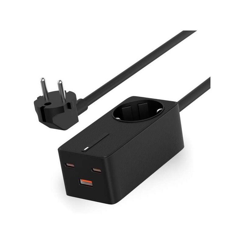 Ksix Caricabatterie ultra rapido GaN 65W - PPS - Consegna di potenza - Multiporta x4 - Cavo 1.5 m - Indicatore LED - Col