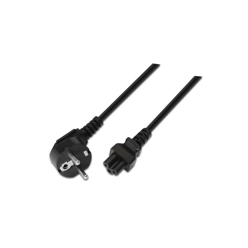 Cavo di alimentazione Aisens Trebol - CEE7 Angolato/M-C5/H - 1.5 m - 100% Rame puro AWG18 - Colore Nero