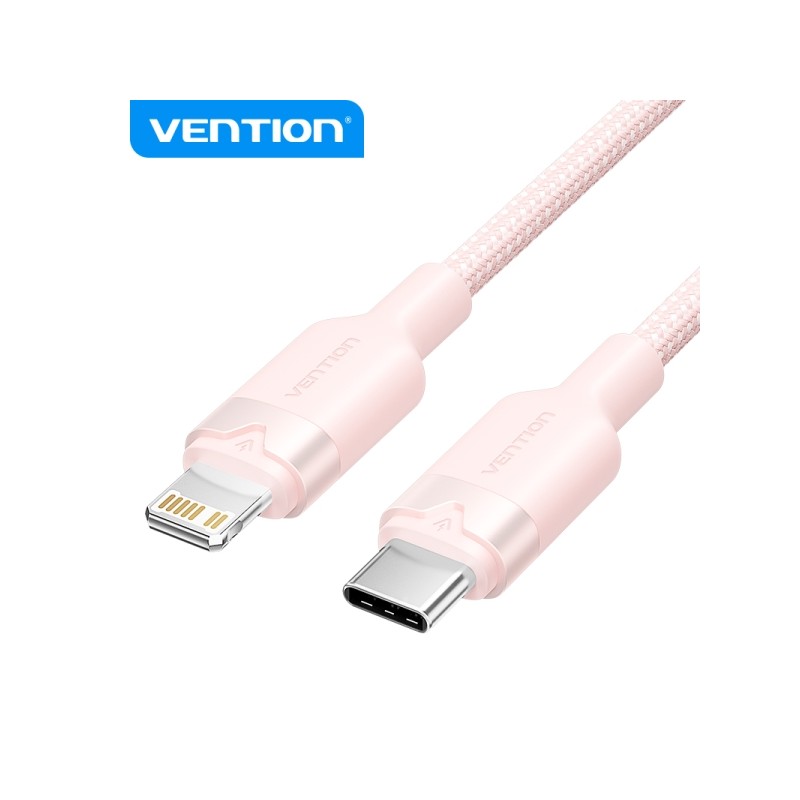 Vention Cavo di ricarica USB-C/Lightning - Intrecciato in alluminio - 480Mbps - 3A - 27W Max - 2m - Colore rosa