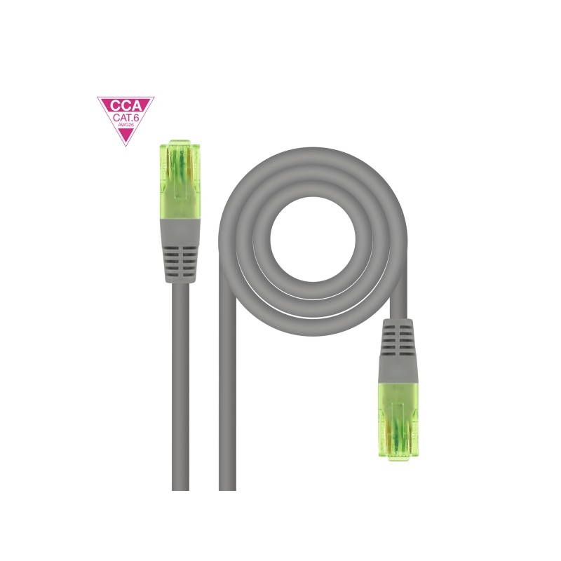 Cavo di rete Nanocable Cat.6 UTP AWG26 CCA Patchcord - Lunghezza 0.30 m - Colore grigio