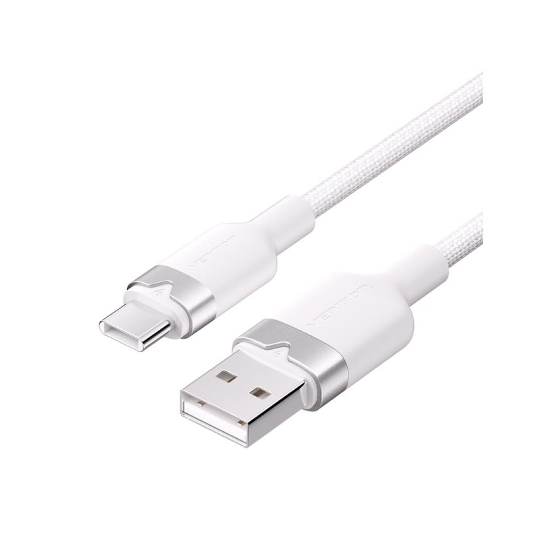 Vention Cavo da USB-C 2.0 a USB-A 3A 60W - 1m - Intrecciato - Bianco - Cavo da USB-C 2.0 a USB-A 3A 60W - 1m - Intreccia