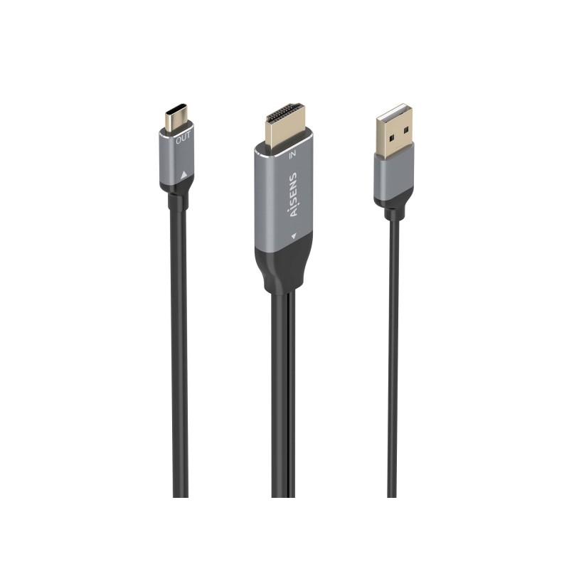 Cavo convertitore in alluminio Aisens da HDMI V2.0 a USB-C 4K@60Hz - HDMI/M+USB-A/M-USB-C/M - 1.8 m - Colore grigio