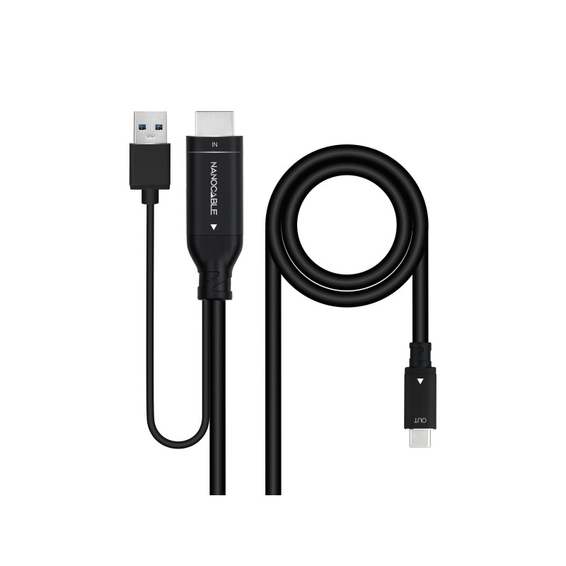 Cavo convertitore da HDMI maschio a USB-C maschio di Nanocable - Lunghezza 1.8 m - Colore nero