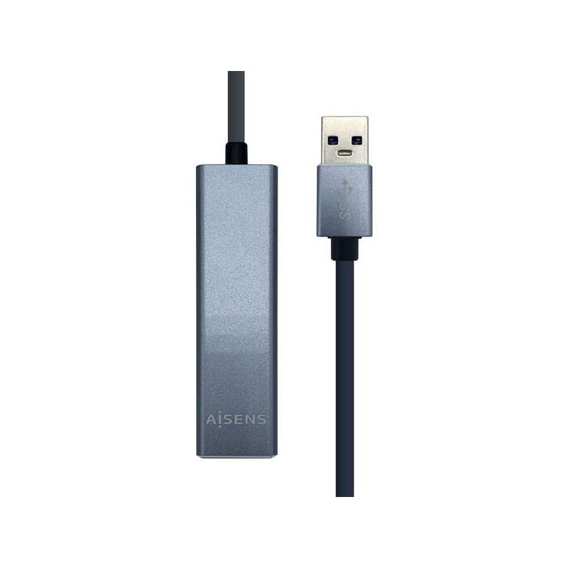 Convertitore Aisens USB 3.0 a GIGABIT Ethernet 10/100/1000 MBPS + 3xHUB USB 3.0 - 15 cm - Colore Grigio