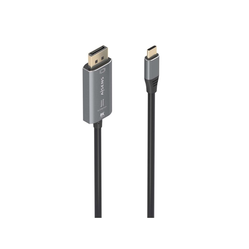 Cavo convertitore USB-C a Displayport 8K@60Hz bidirezionale in alluminio di Aisens - USB-C/M-DP/M - 1.8 m - Colore grigi