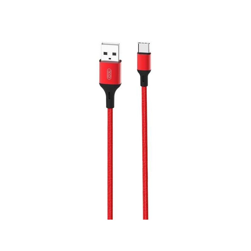 Cavo XO USB A maschio a tipo C - 2.4 A - Ricarica + Trasmissione dati ad alta velocità - 1 m - Colore rosso