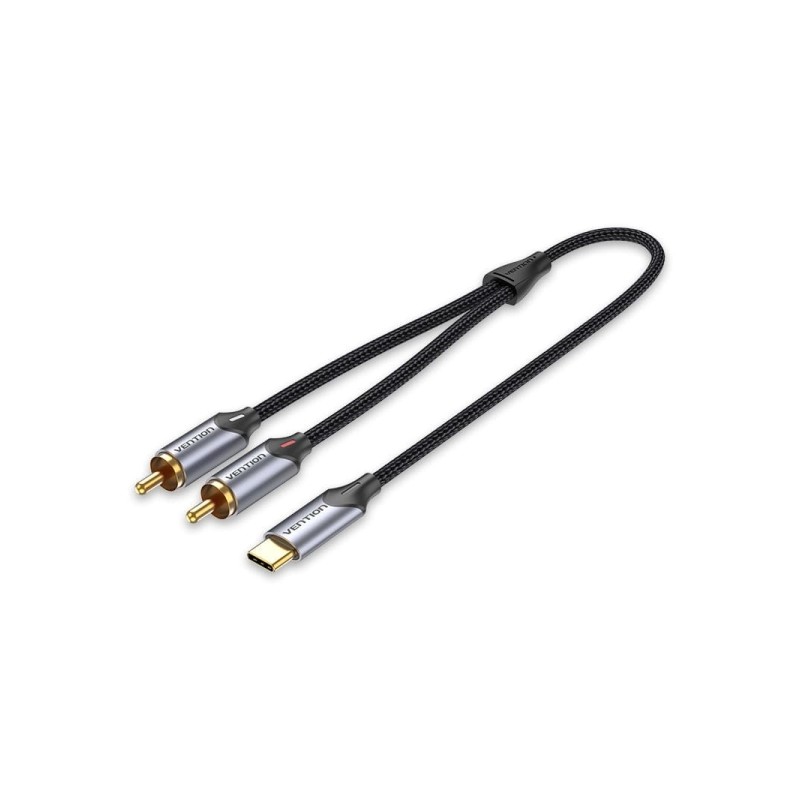 Vention Cavo da USB-C a 2xRCA maschio - 2 m - Intrecciato - Colore grigio