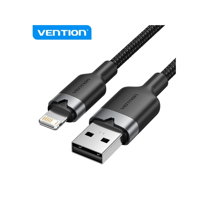 Vention Cavo di ricarica USB-A/Lightning - Alluminio e cotone intrecciato - 480Mbps - 2.4A - 2m - Nero - Colore nero