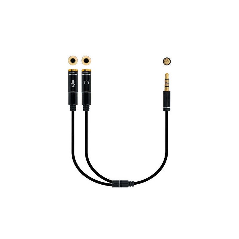 Cavo adattatore audio Nanocable Jack 3.5 mm maschio 4 pin a 2x Jack 3.5 mm femmina 3 pin 0.30 m - Colore nero