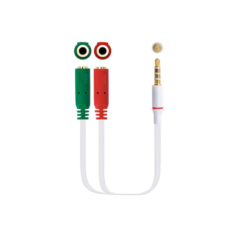 Cavo adattatore audio Nanocable Jack 3.5 mm maschio 4 pin a 2x Jack 3.5 mm femmina 3 pin 0.20 m - Colore bianco