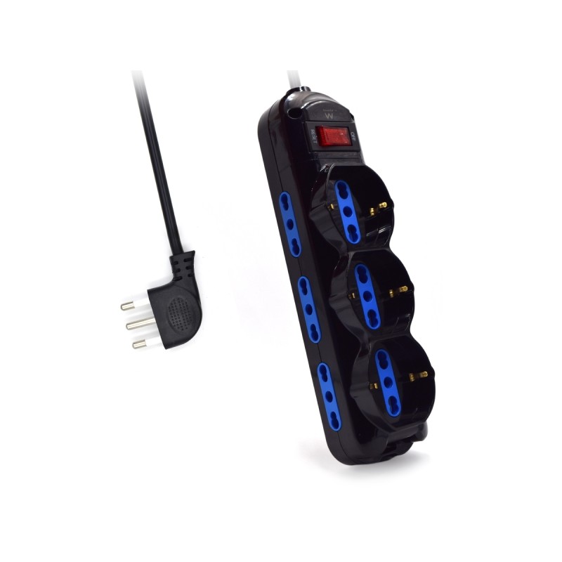 Striscia elettrica Ewent con 9 prese - 6 prese L + 3 prese L/F (Schuko) - Interruttore On/Off - Presa angolare piatta it