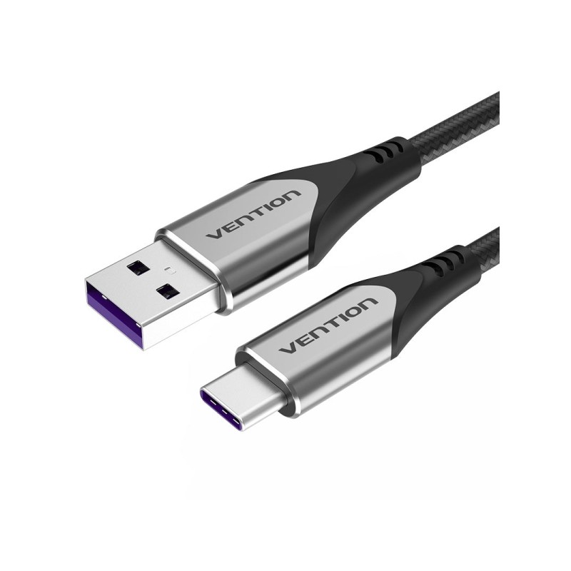 Vention Cavo da USB-A 2.0 a USB-C 2.0 5A 100W - 0.5 m - Intrecciato - Grigio - Colore: Grigio