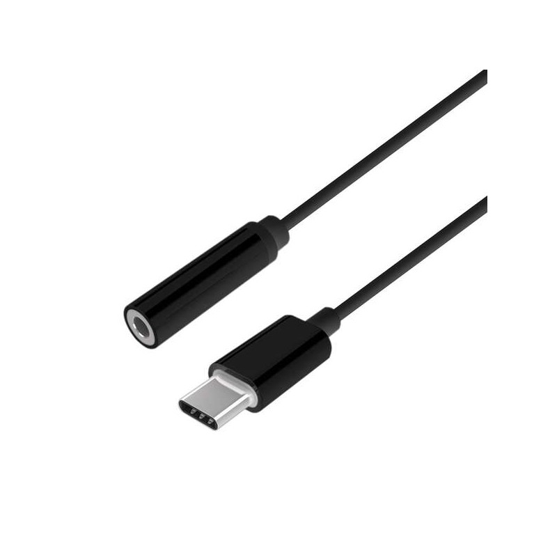 Convertitore audio Aisens da USB-C a stile Apple - USB-C/M-JACK 3.5/H - 15 cm - Colore nero