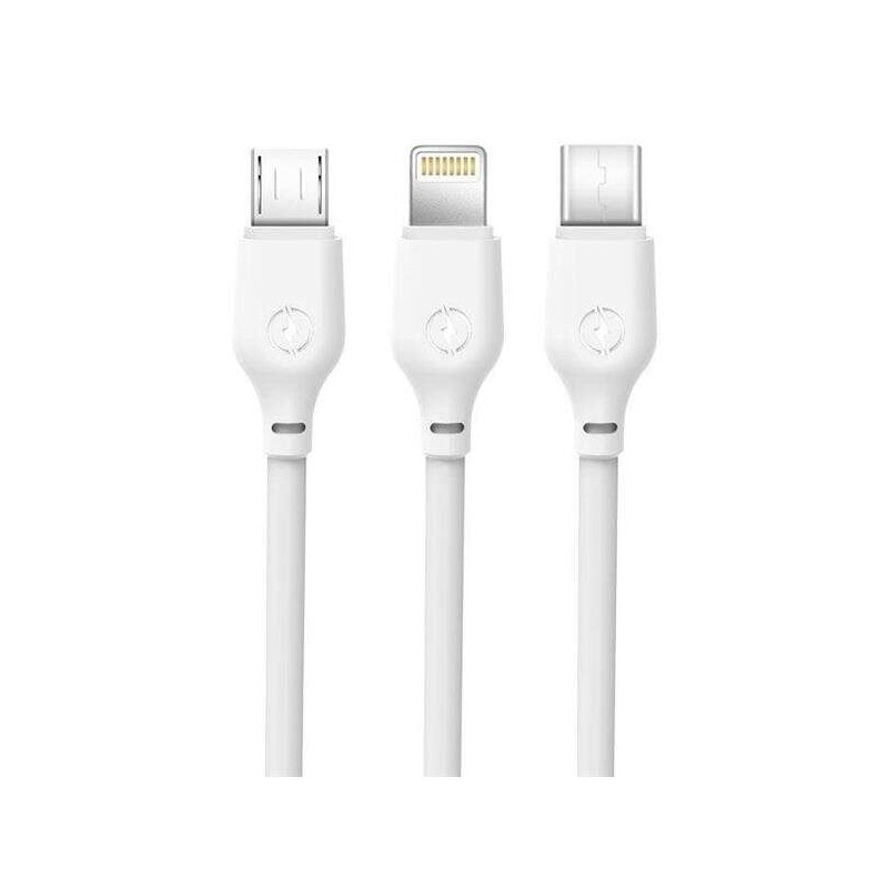 Cavo di ricarica rapida XO 3 in 1 - Micro. Tipo C e Lightning a USB - 1 m - Bianco