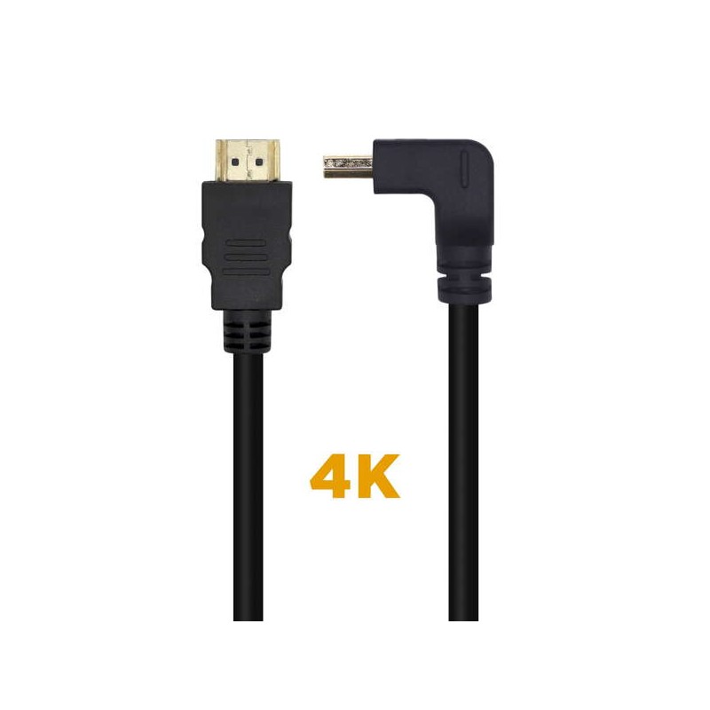 Cavo HDMI V2.0 angolato ad alta velocità Aisens Premium / HEC 4K a 60 Hz 18 Gbps - A/MA/M - 1.0 M - Colore nero