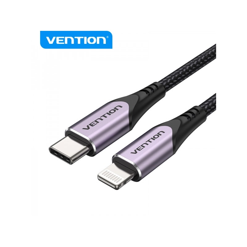 Vention Cavo da USB-C a Lightning 3A 27W 480Mbps MFi - 1 m - Colore viola