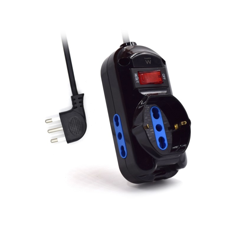 Ewent Power Strip con 3 prese - 2 prese L + 1 presa L/F (Schuko) - Interruttore On/Off - Presa angolare piatta italiana 